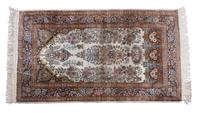 A Persian Wool and Silk Prayer Rug 4 feet 11 inches x 2 feet 11 inches. — 2ND HALF 20TH CENTURY