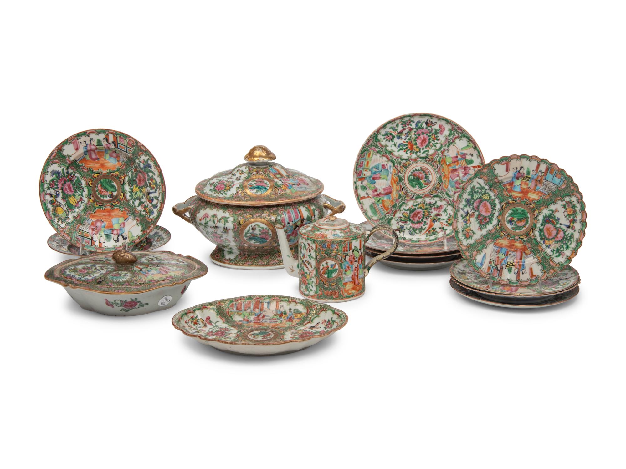 A Group of Rose Medallion Porcelain Articles