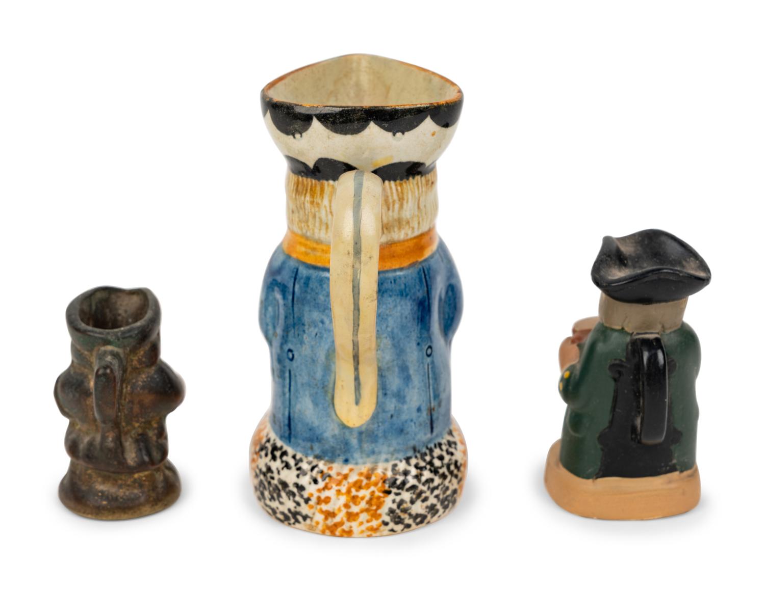 A Miniature Yorkshire Style Toby Jug and Two Miniature Toby Jug-Form Articles