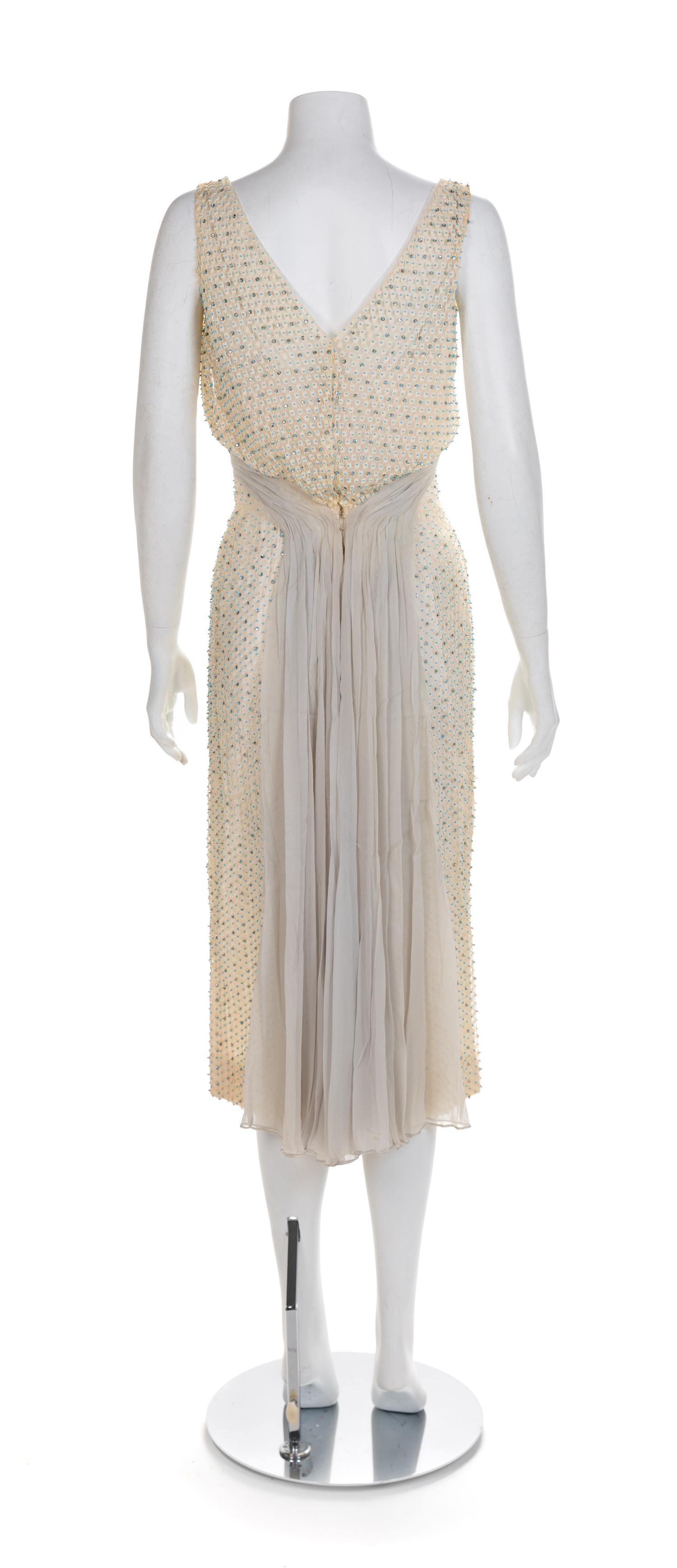 Ceil Chapman Dress and Ivory Lace Dress with Matching Jacket, 1960s