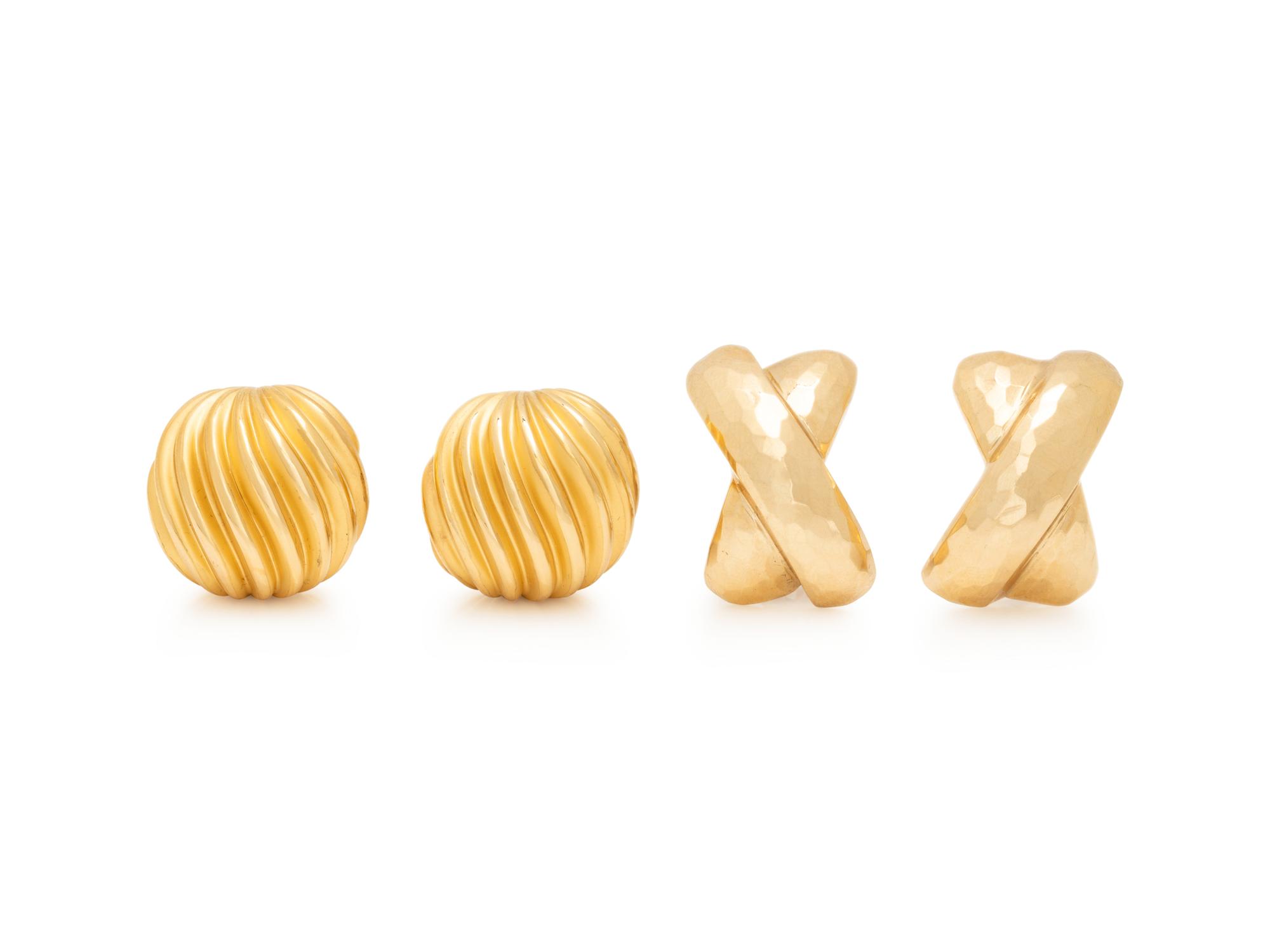 COLLECTION OF YELLOW GOLD CLIP EARRINGS