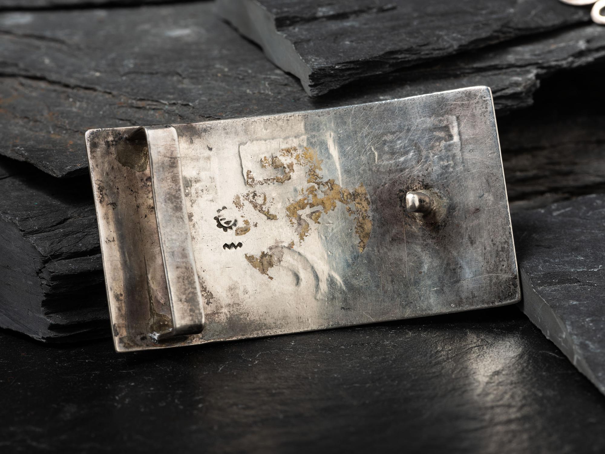 Silver Overlay Belt Buckle and Bolo Tie