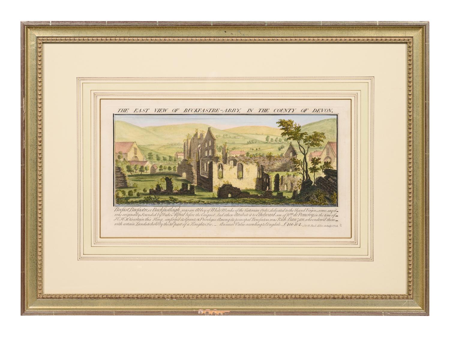 A Set of Eight English Architectural Engravings with Hand-Coloring