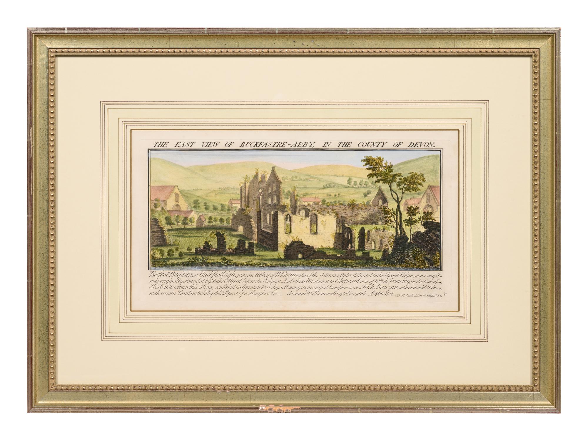 A Set of Eight English Architectural Engravings with Hand-Coloring