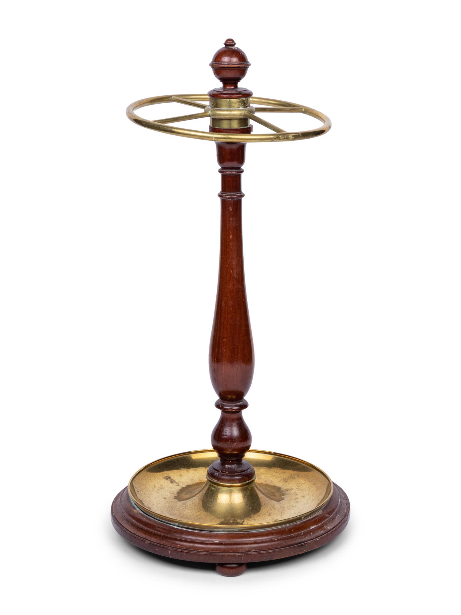 A Victorian Brass and Walnut Umbrella Stand