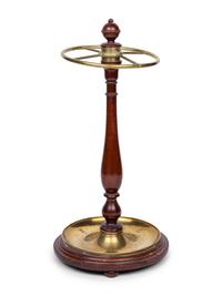 A Victorian Brass and Walnut Umbrella Stand