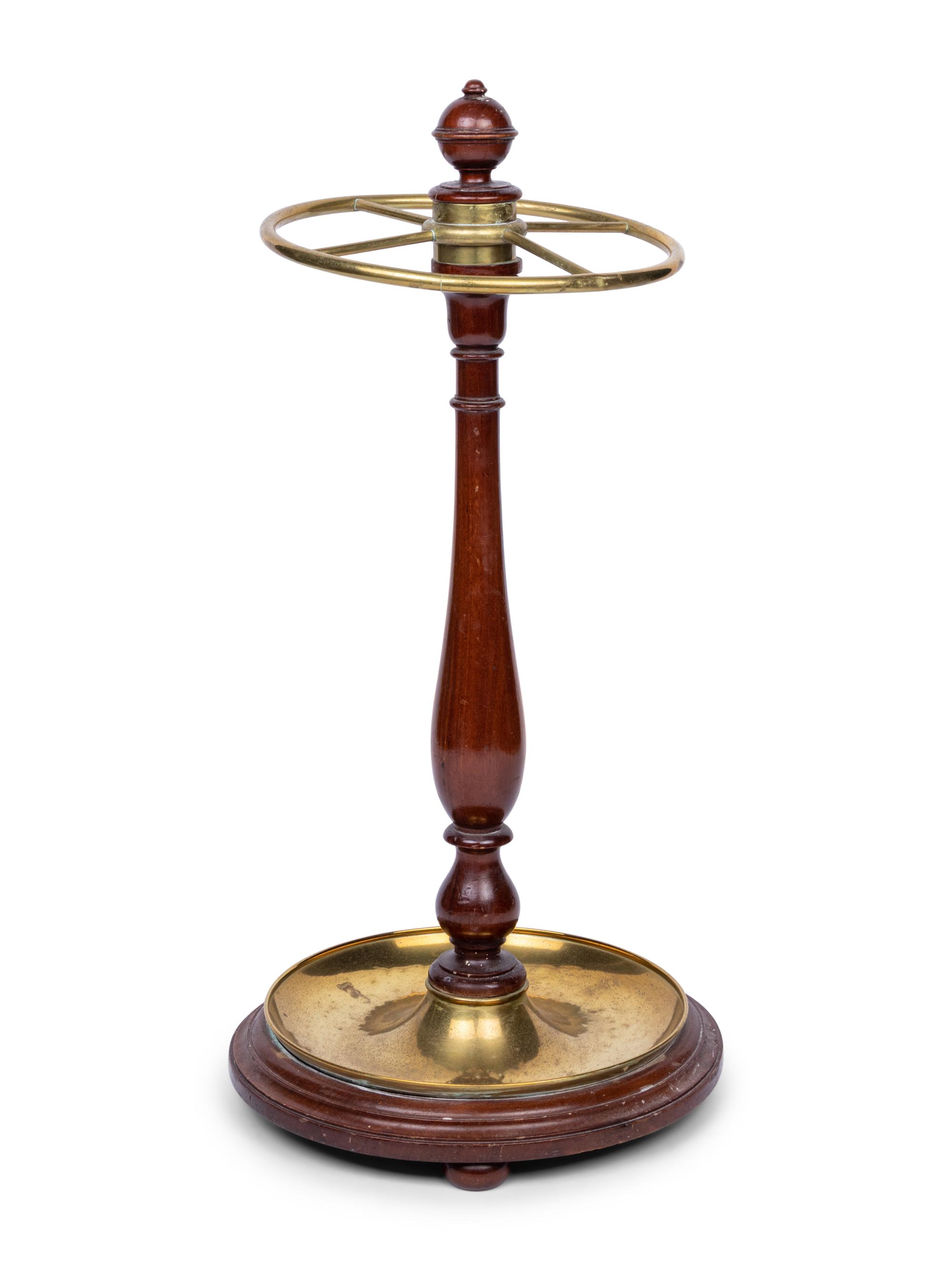 A Victorian Brass and Walnut Umbrella Stand