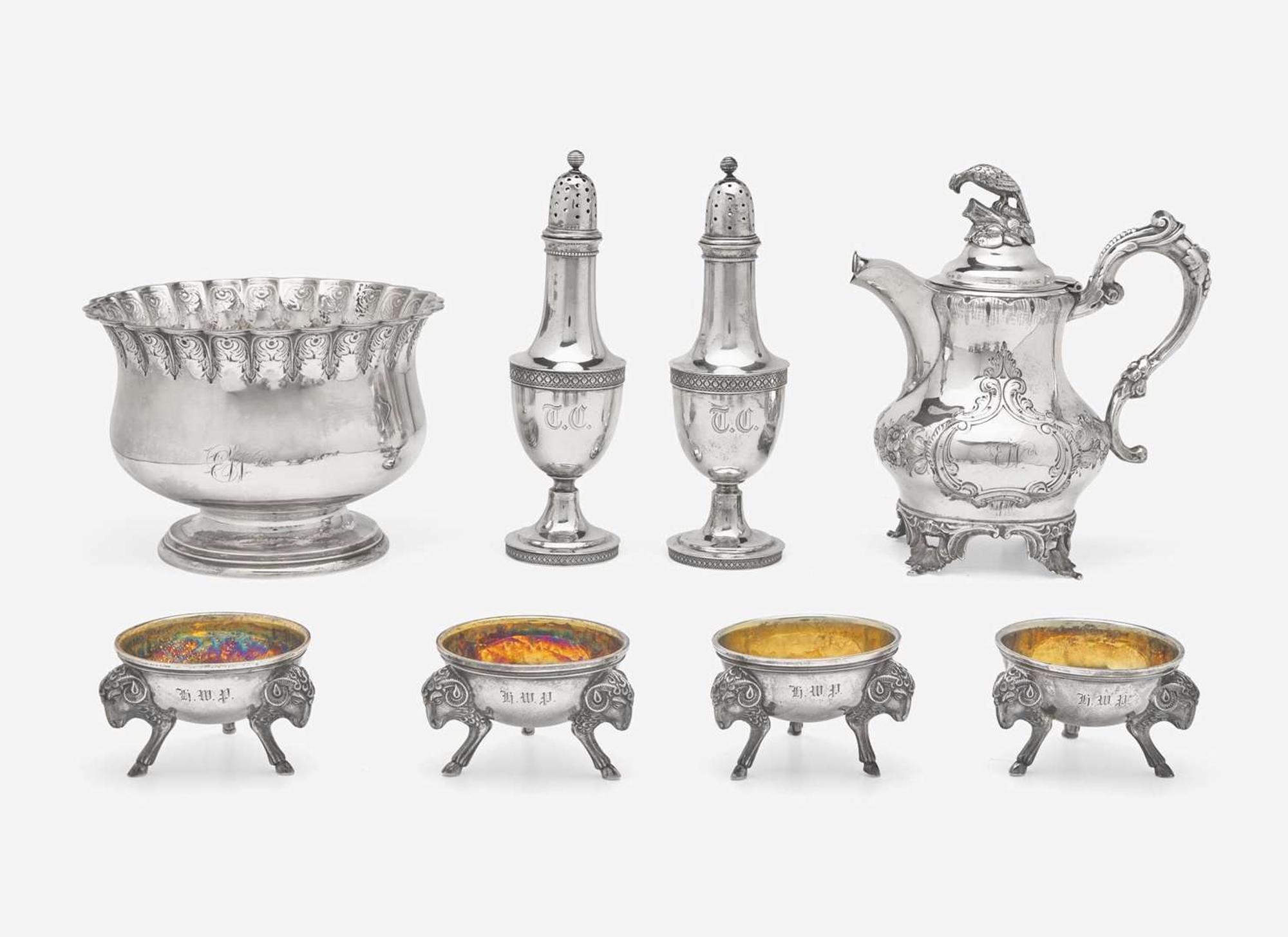 An assembled group of eight sterling silver tablewares, Tiffany & Co., New York, NY