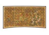 Two Japanese Painted Screens