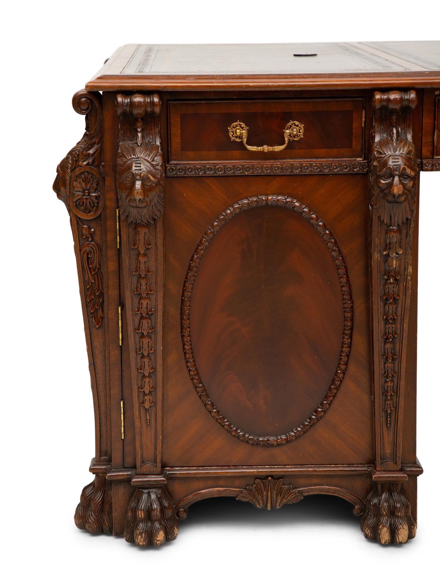 A George III Style Flame Mahogany Partners Desk
