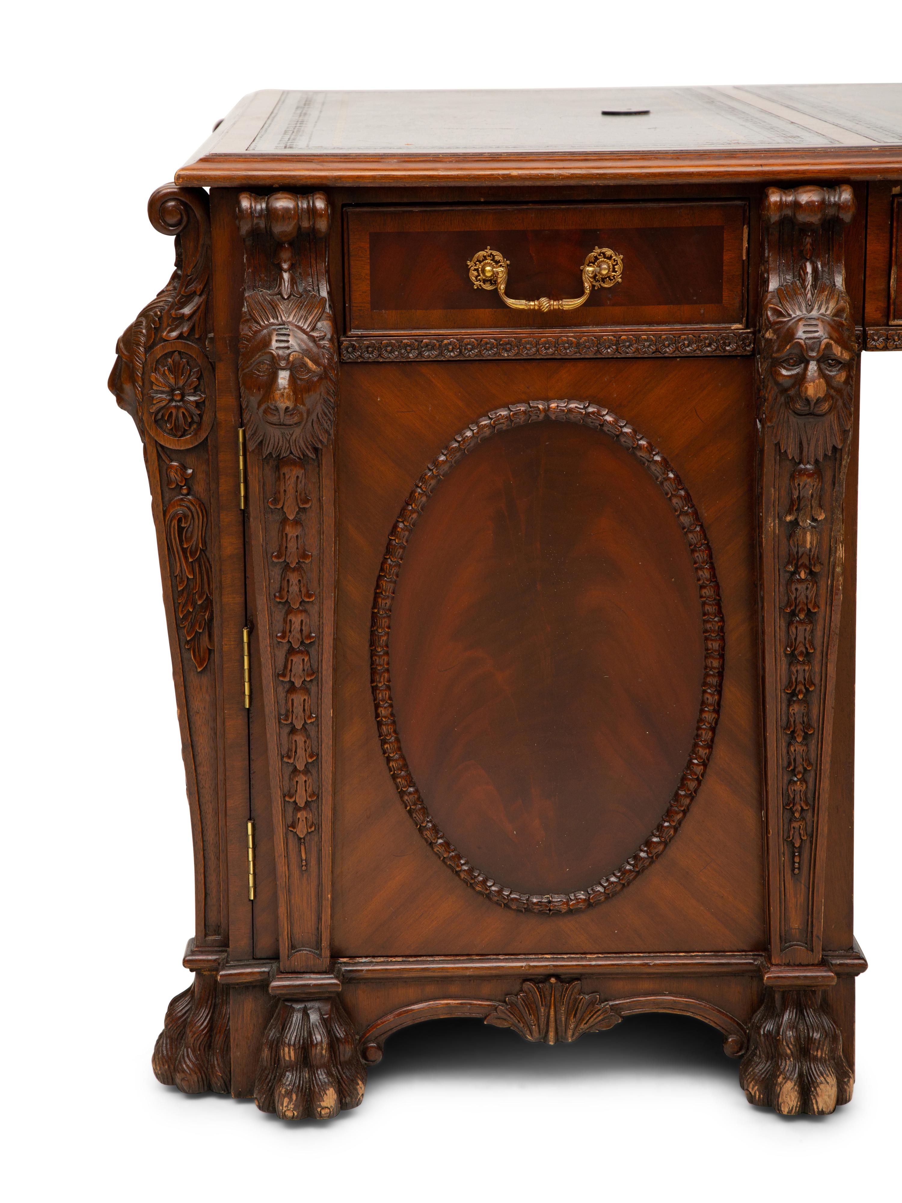 A George III Style Flame Mahogany Partners Desk