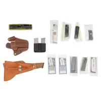 Lot of 1911 and Browning High-Power Pistol Components including Magazines, Holster, Slide, and a Wilson Combat Two-Cell Pouch