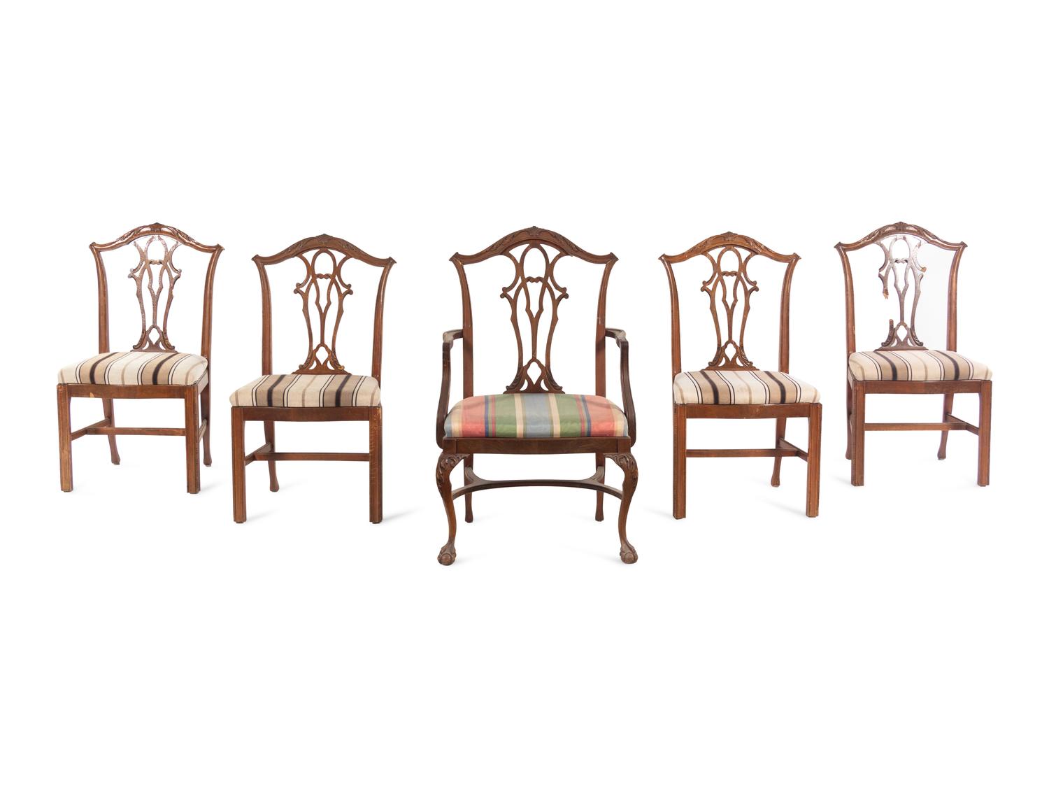 A Set of Five George III Style Mahogany Dining Chairs