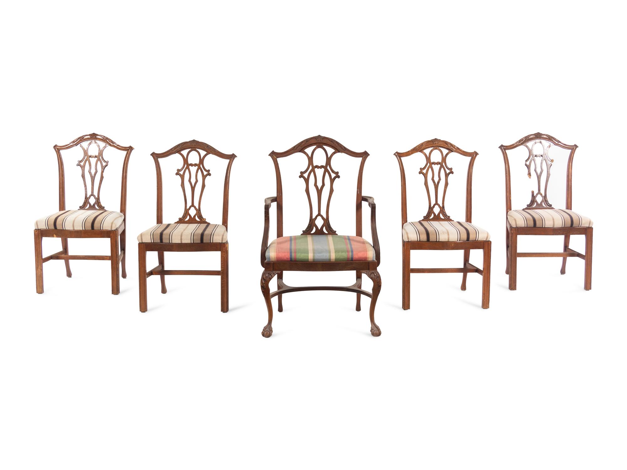 A Set of Five George III Style Mahogany Dining Chairs