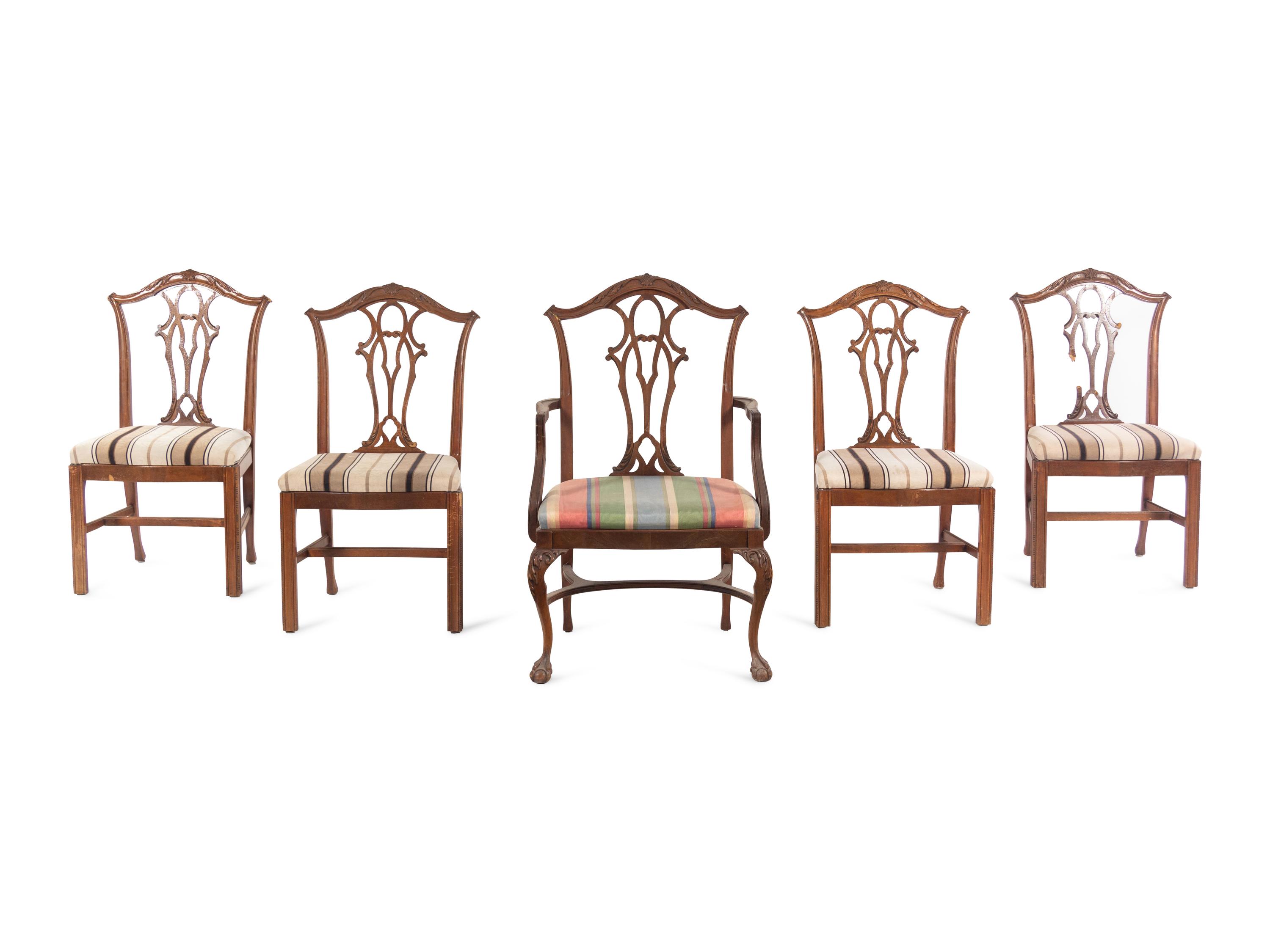 A Set of Five George III Style Mahogany Dining Chairs