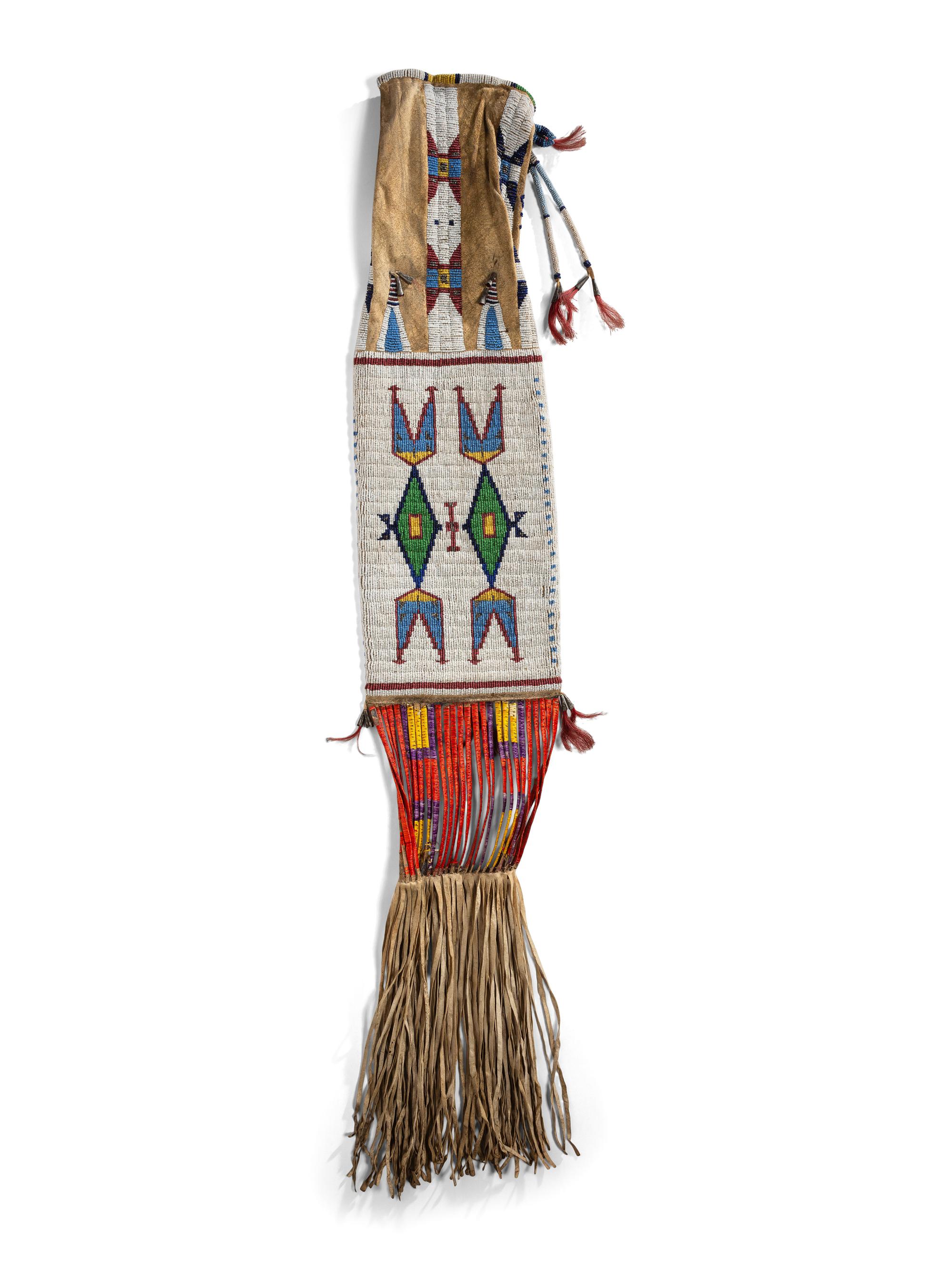 Sioux Beaded Hide Tobacco Bag, with Pocket