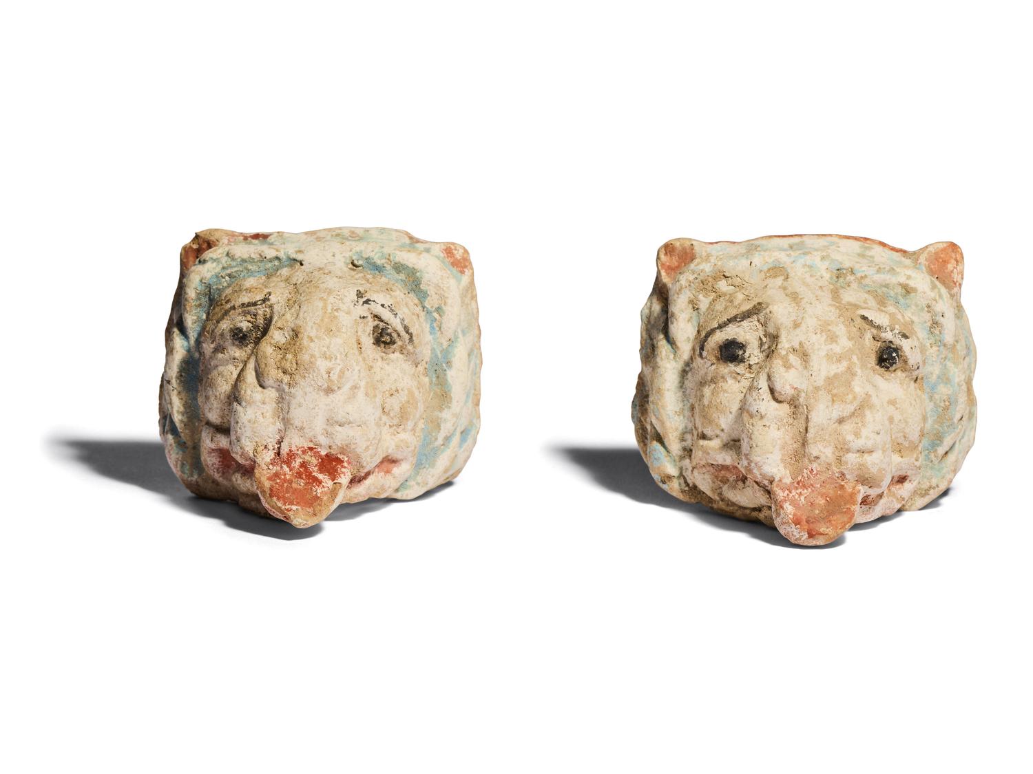 Two South Italian Terracotta Lion Heads