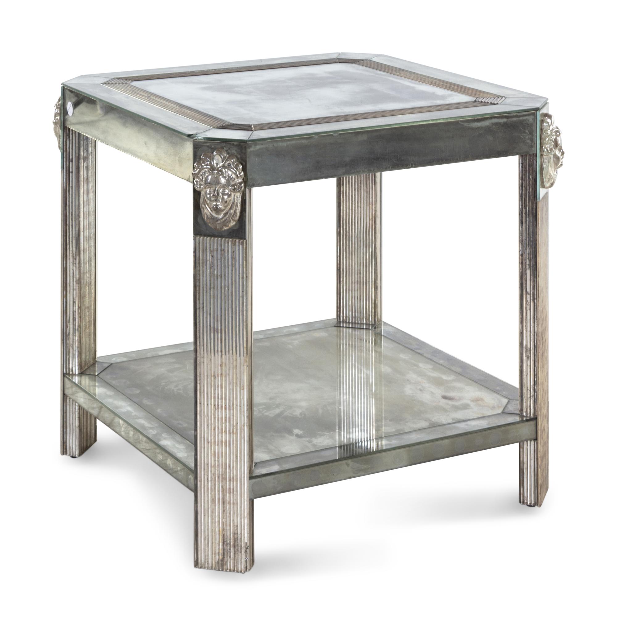 Beveled Mirrored End Table