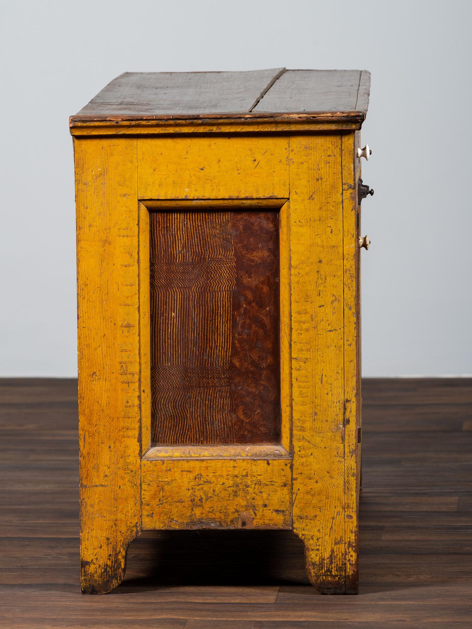 A Country Chrome and Grain Paint Decorated Dry Sink