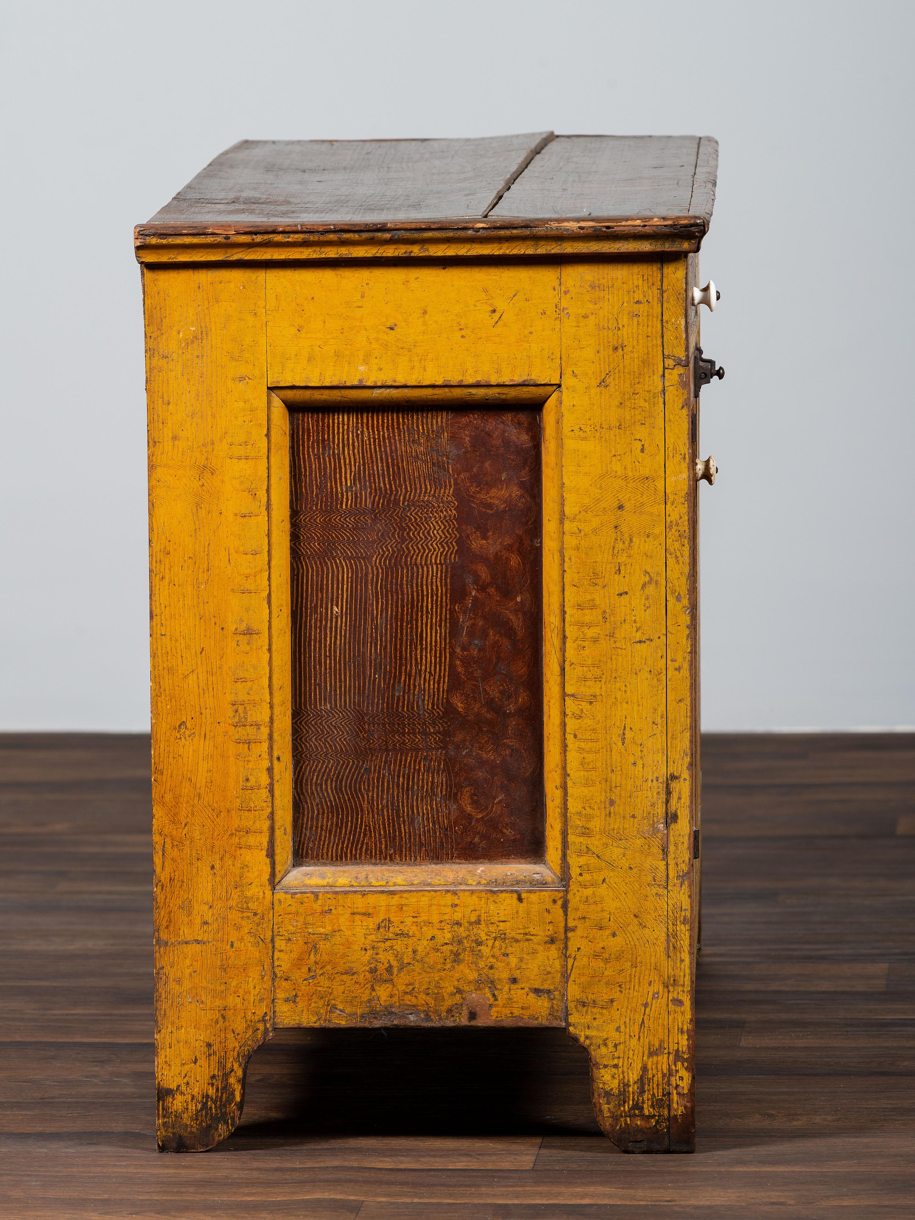 A Country Chrome and Grain Paint Decorated Dry Sink