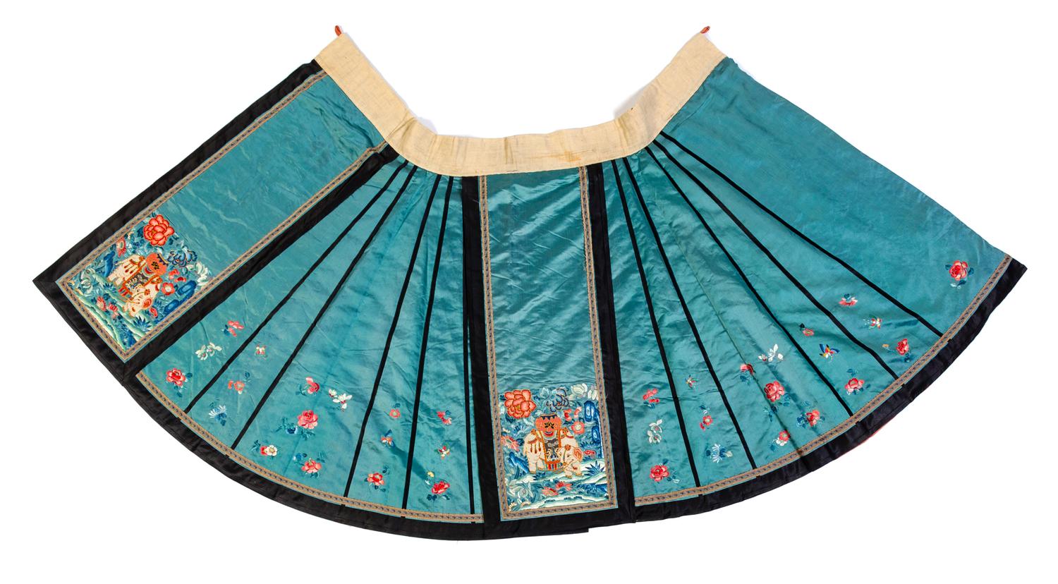 A Chinese Embroidered Silk Skirt Height 37 inches. — 19TH CENTURY