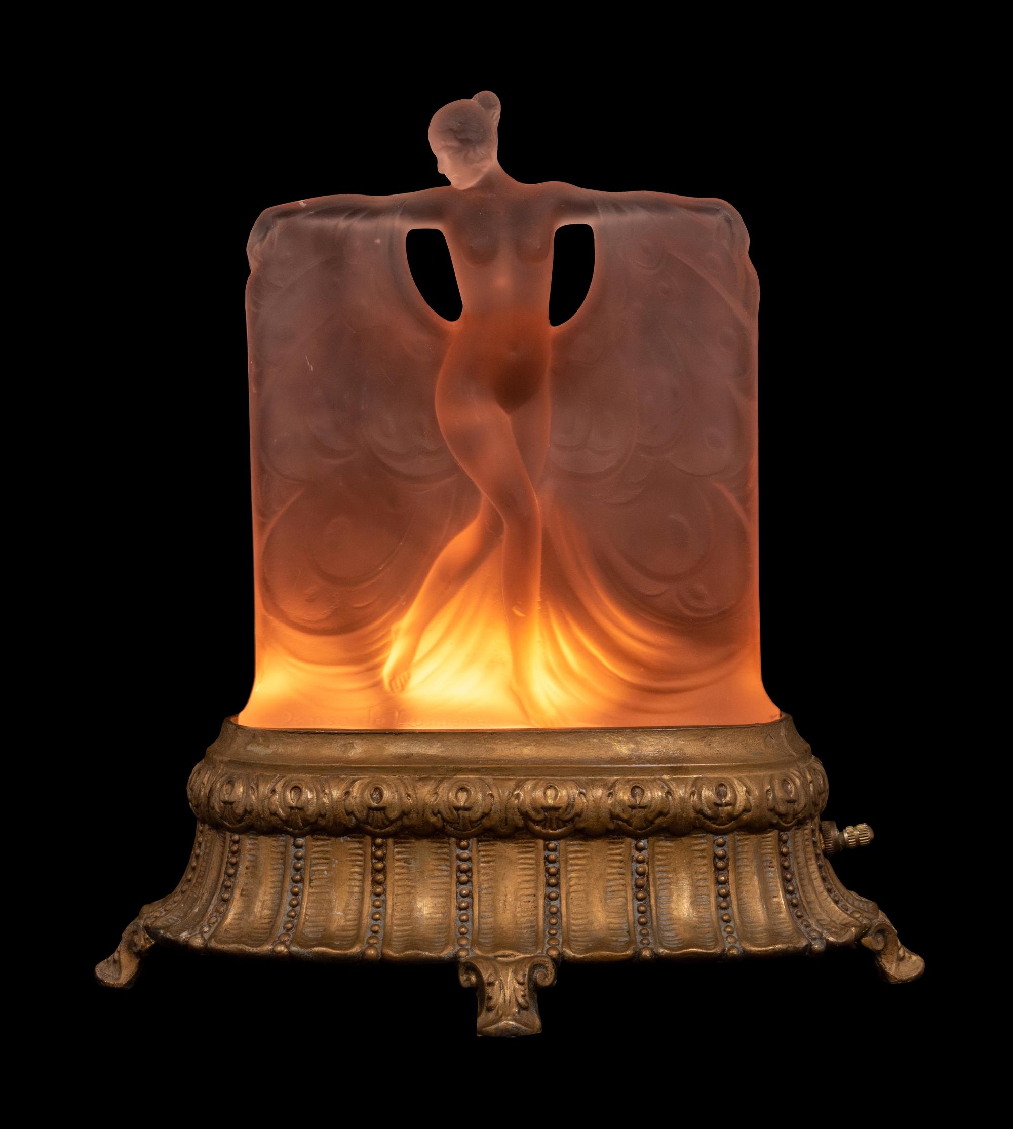 A McKee Frosted Glass Danse de Lumiere Lamp