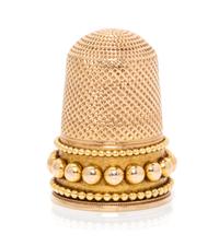 A George III Style Yellow Gold Thimble, , the knurled top and body above three beaded bands.