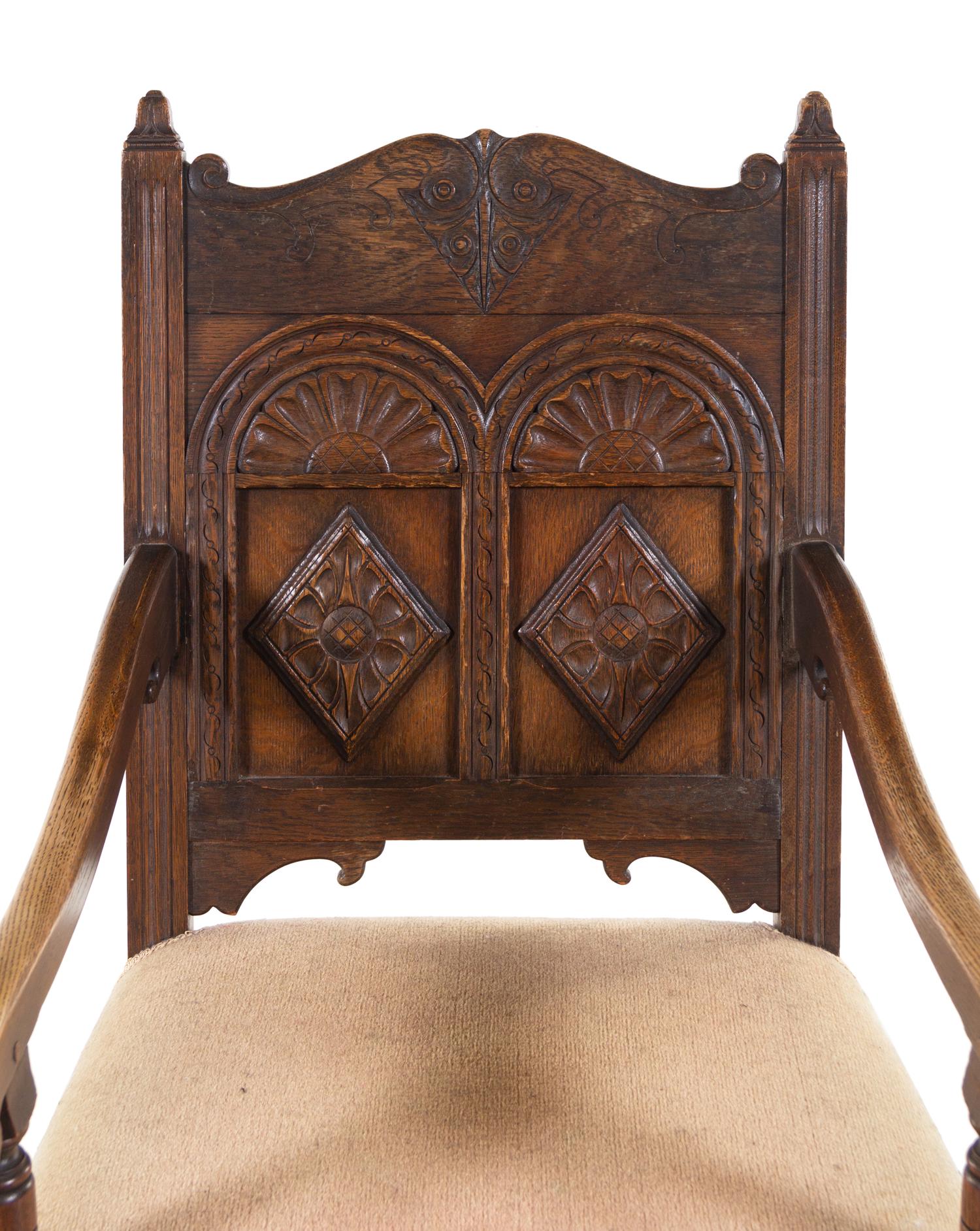 A William and Mary Style Oak Armchair