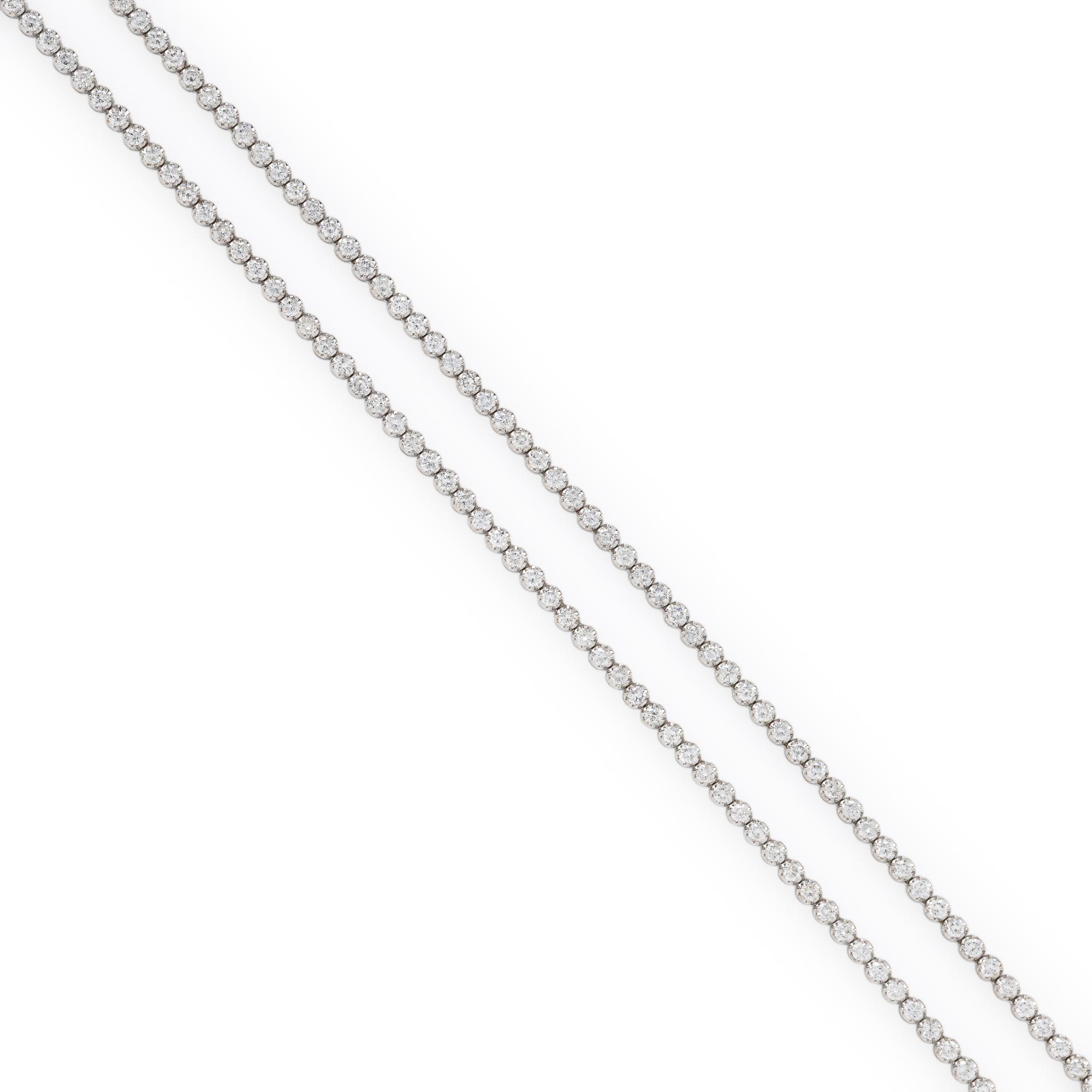 Diamond and White Gold Line Necklace