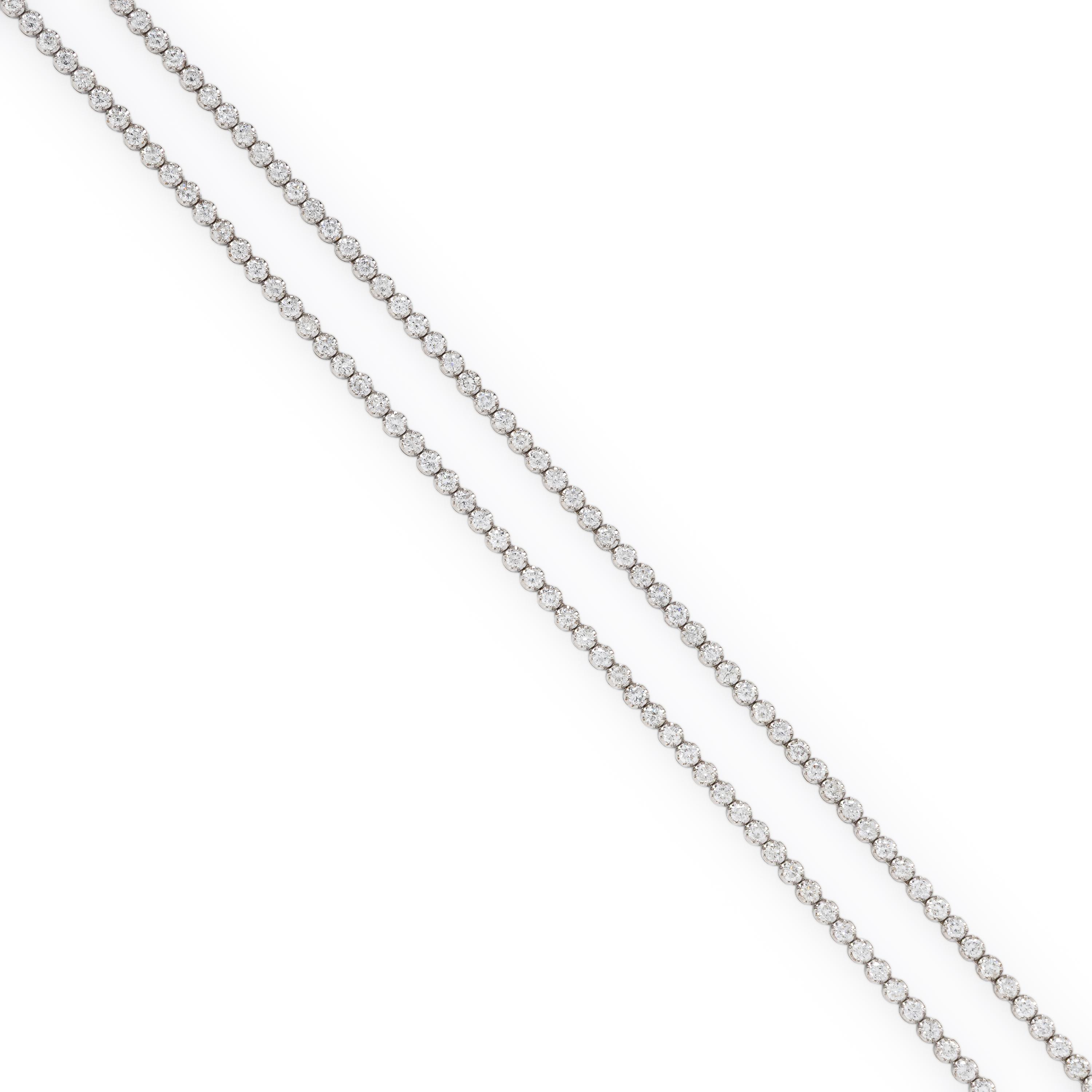 Diamond and White Gold Line Necklace