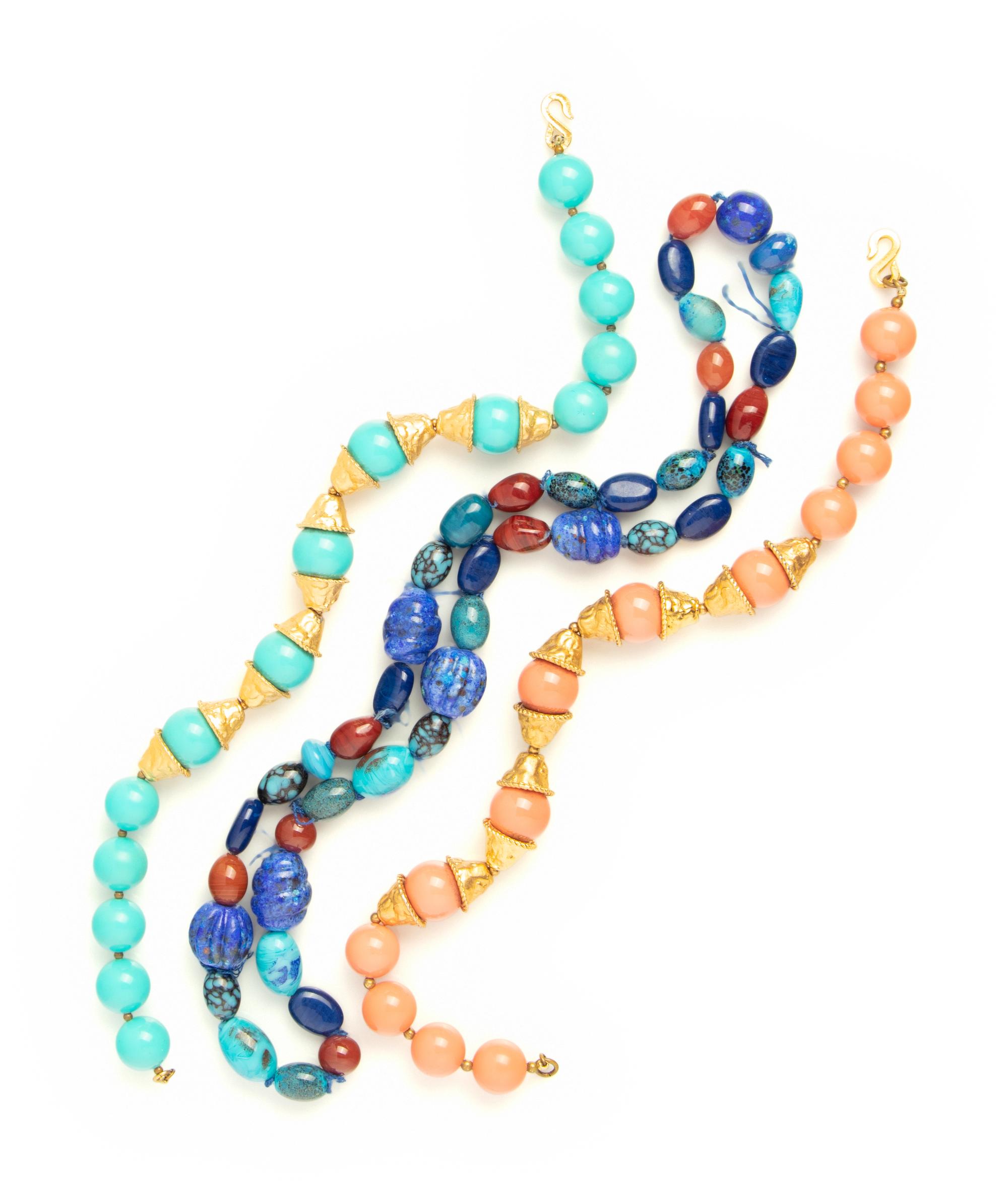 Two Necklaces Attributed to Grosse and Strand of Glass Beads Attributed to Christian Dior