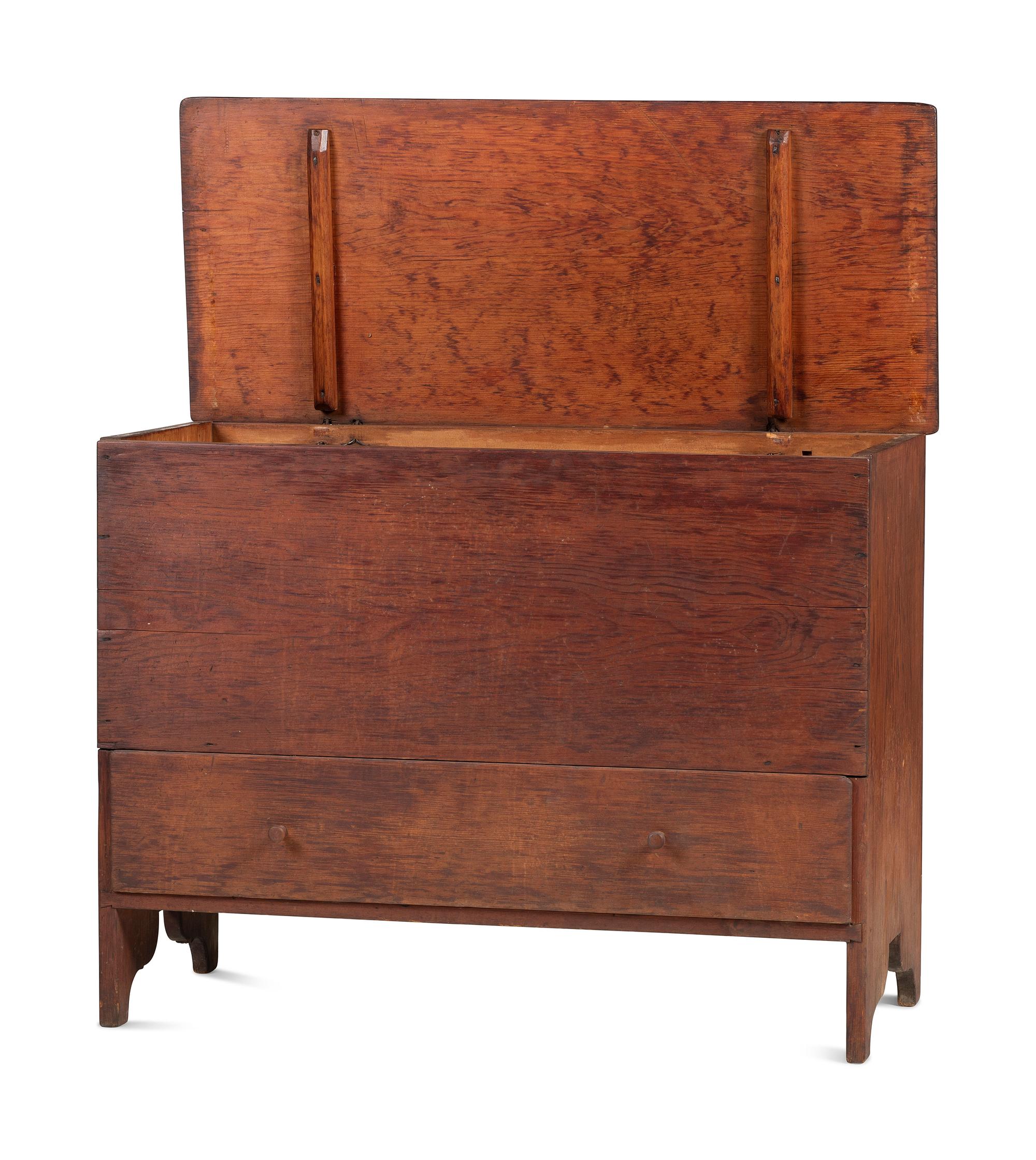 A Country Federal Stained Pine One-Drawer Blanket Chest