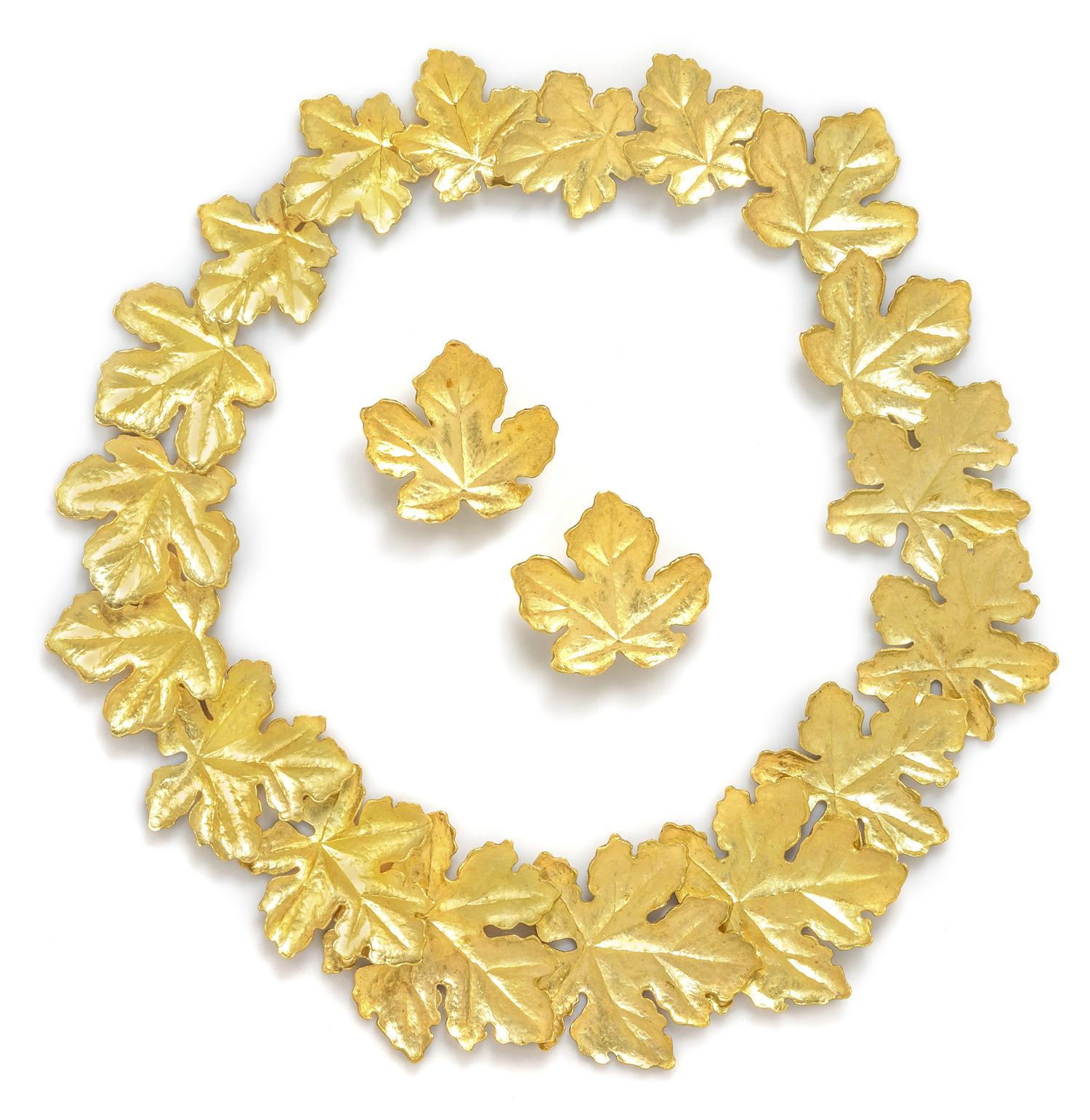 An 18 Karat Yellow Gold Leaf Motif Demi-Parure, Angela Cummings for Tiffany & Co., Circa 1981, 76.70 dwts.