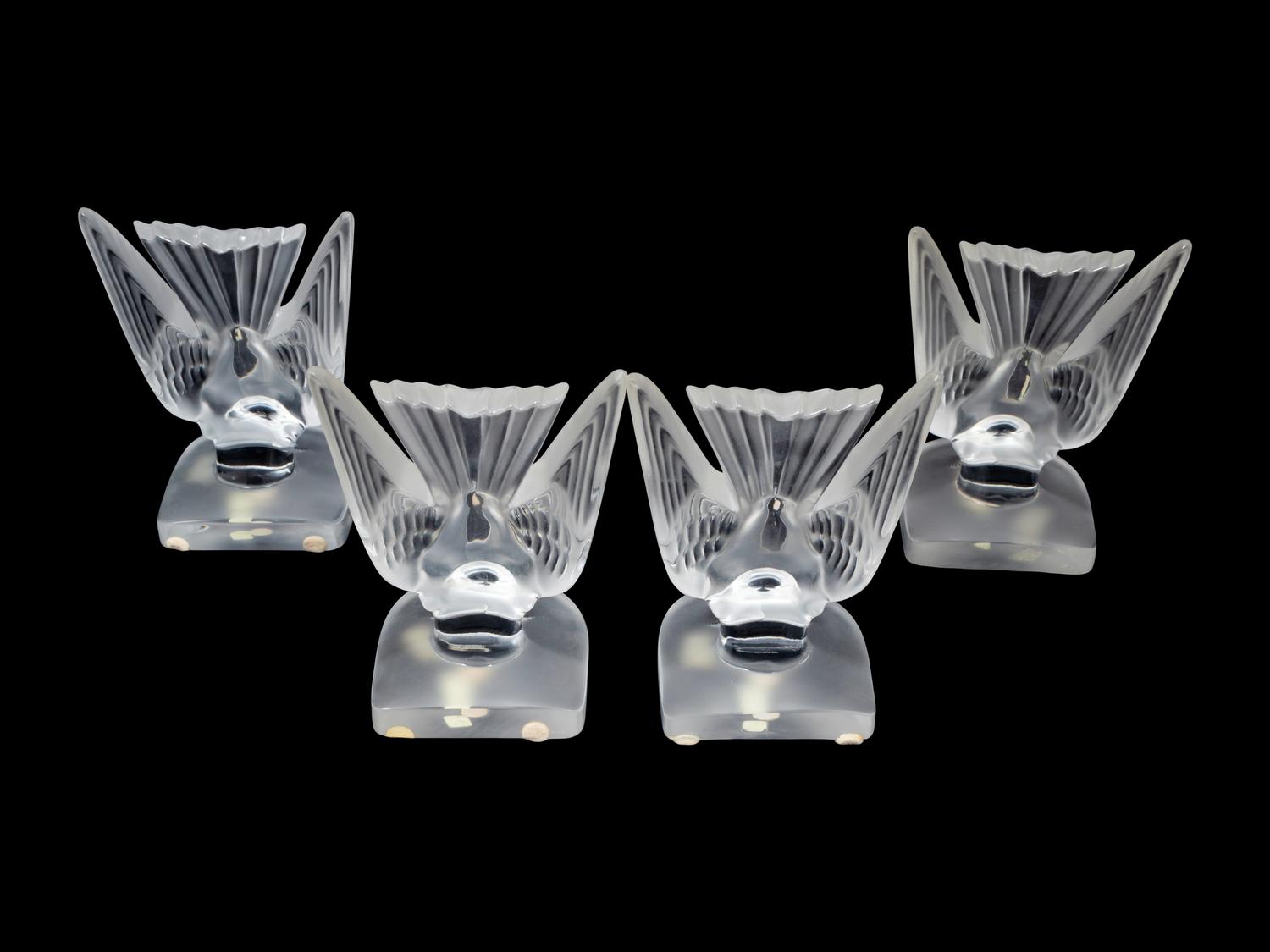 Four Lalique Hirondelle Ornaments