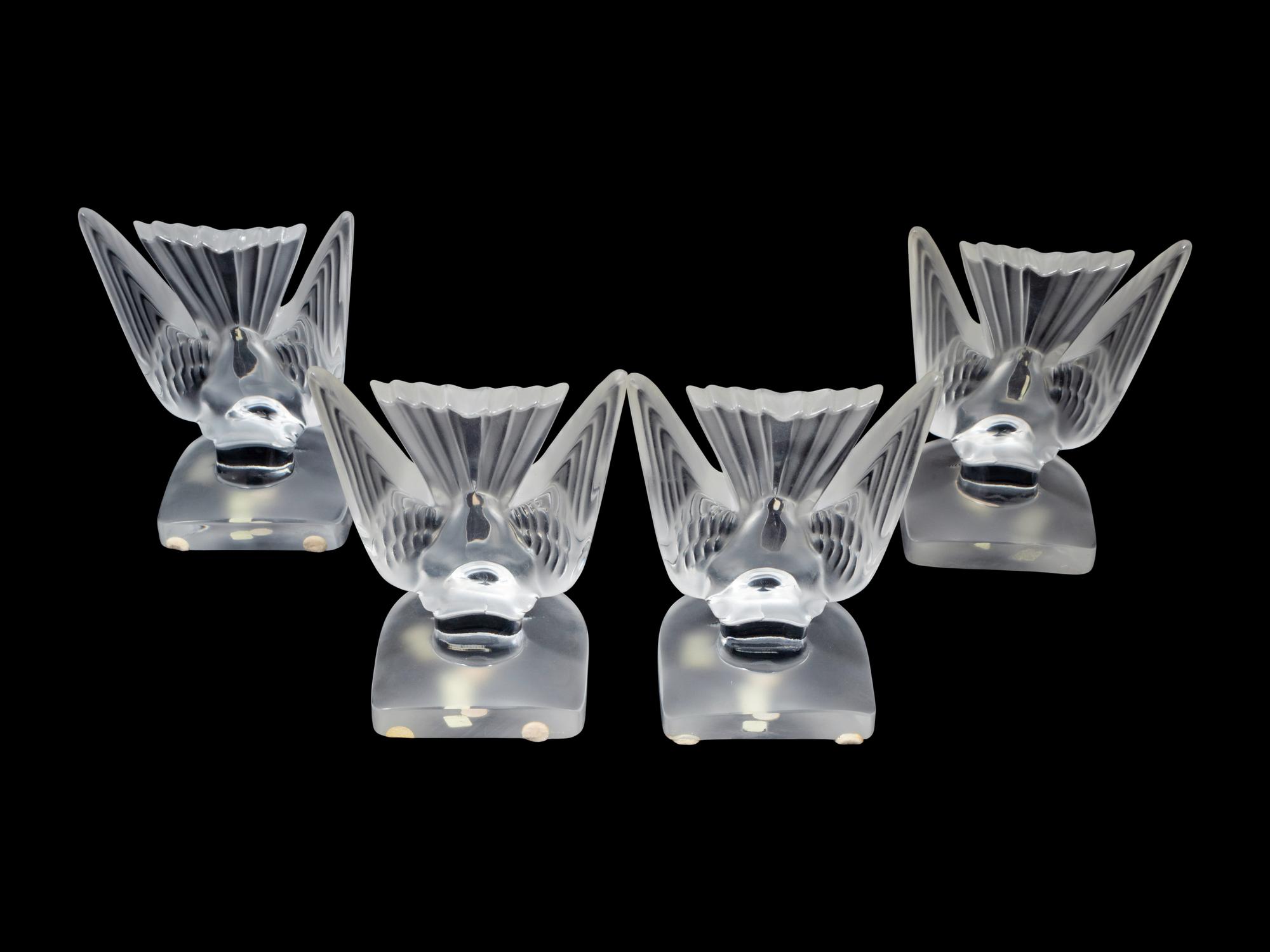 Four Lalique Hirondelle Ornaments