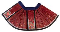 A Brown Ground Embroidered Silk Apron Skirt Length 37 1/4 inches. — 20TH CENTURY