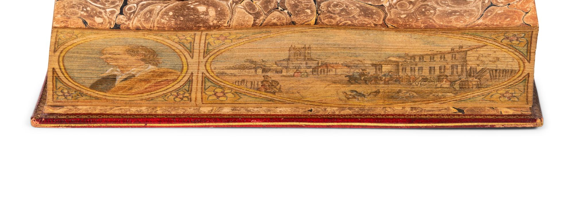 [FORE-EDGE PAINTING]. GOLDSMITH, Oliver (1728-1774). The Poetical Works . London: C. Whittingham for H. D. Symonds, 1804.