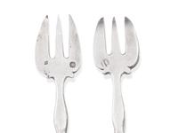 A Set of Twelve French Silver "Baguette and Shield" Oyster Forks