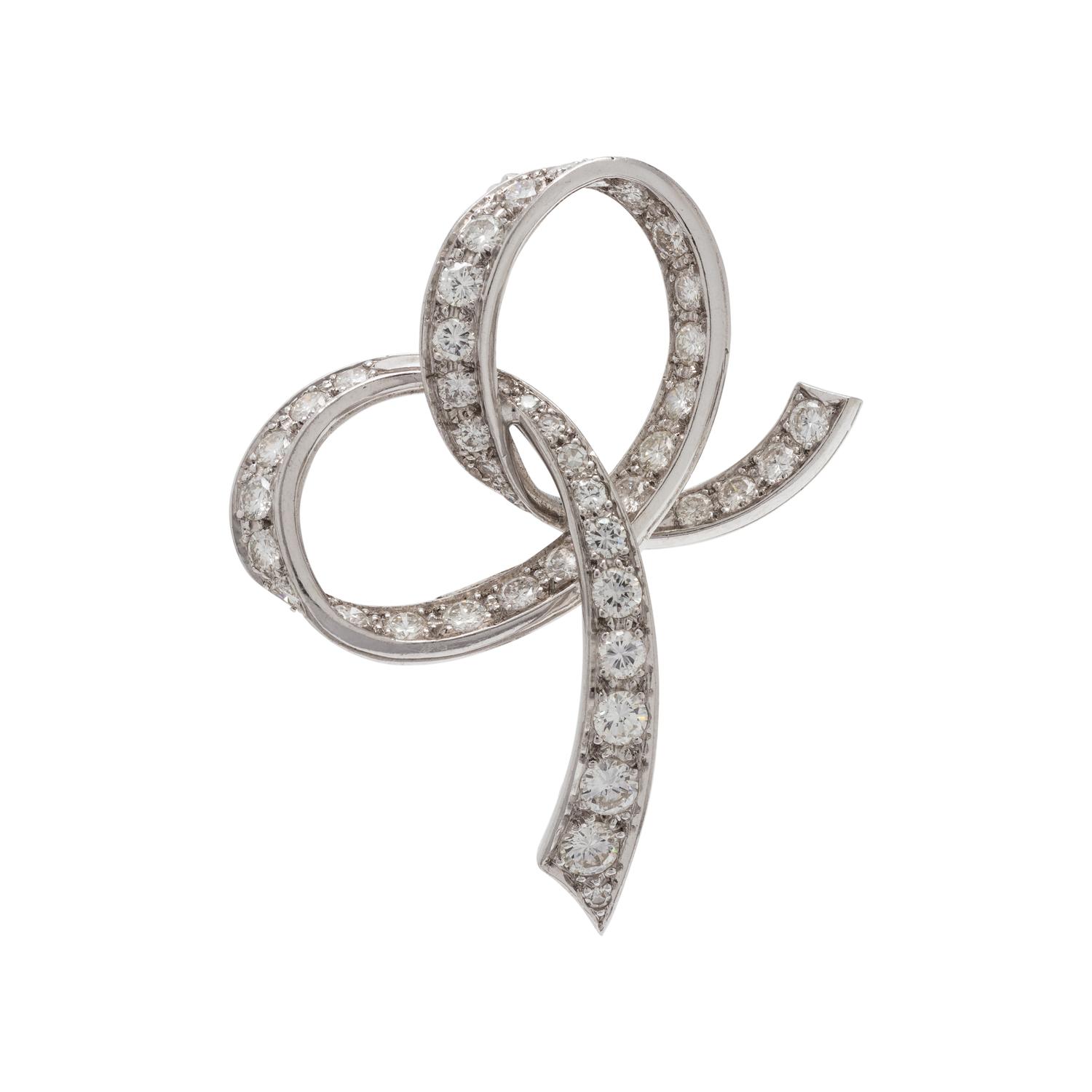 DIAMOND BOW BROOCH