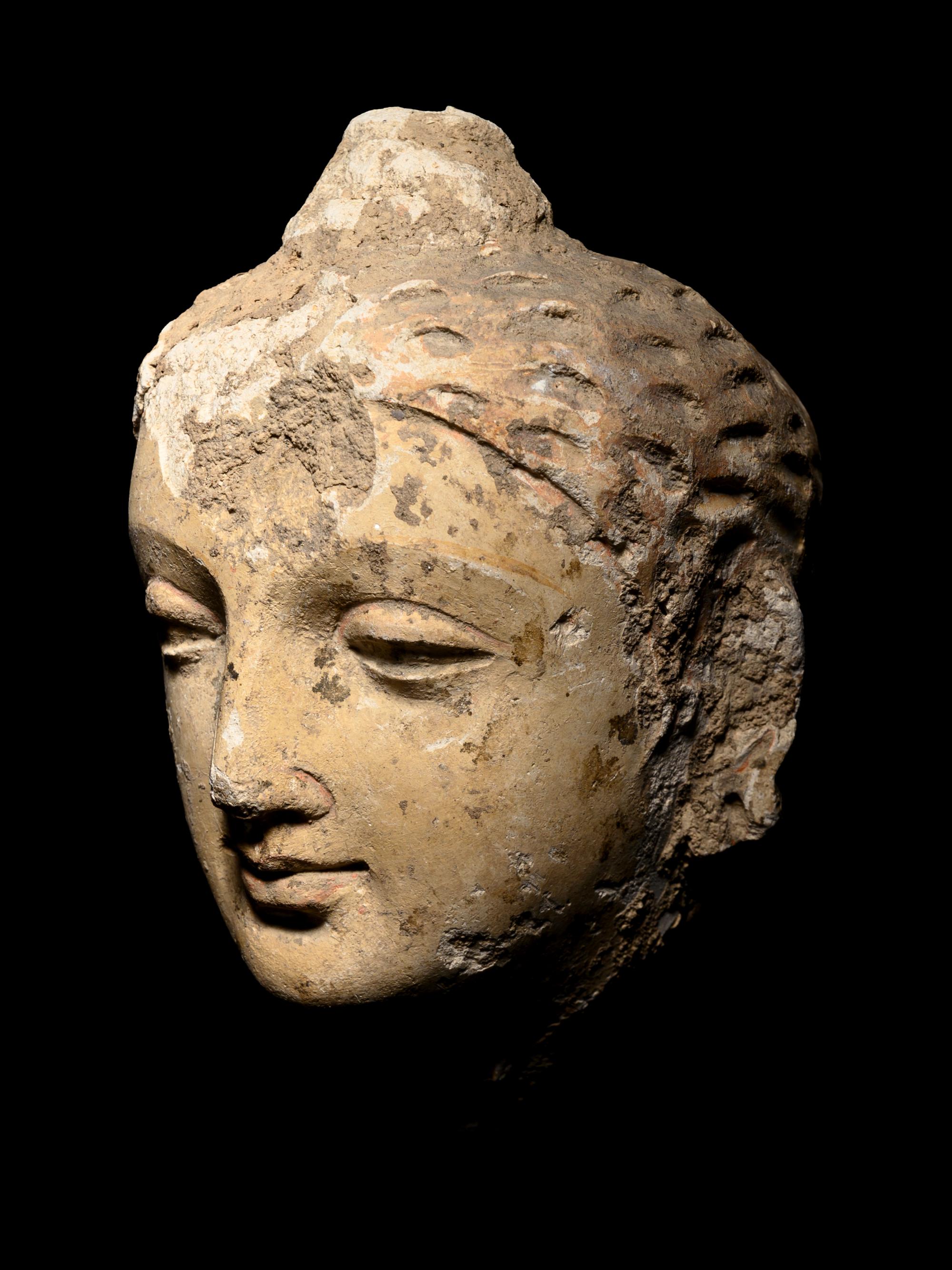 Two Gandharan Fragmentary Stucco Heads