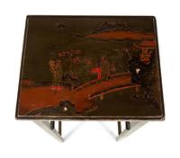 A Chinoiserie Lacquered and Mother-of-Pearl Decorated Side Table