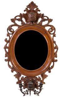 A Victorian Carved Walnut Mirror Height 34 1/2 x width 21 1/2 inches. — 19TH/20TH CENTURY