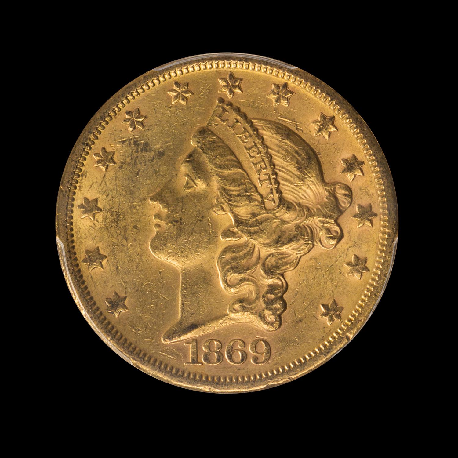 A United States 1869-S Liberty Head $20 Gold Coin