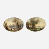 Two Royal Worcester Oval Plaques Painted by Harry Davis (English, 1885-1970) Circa 1928