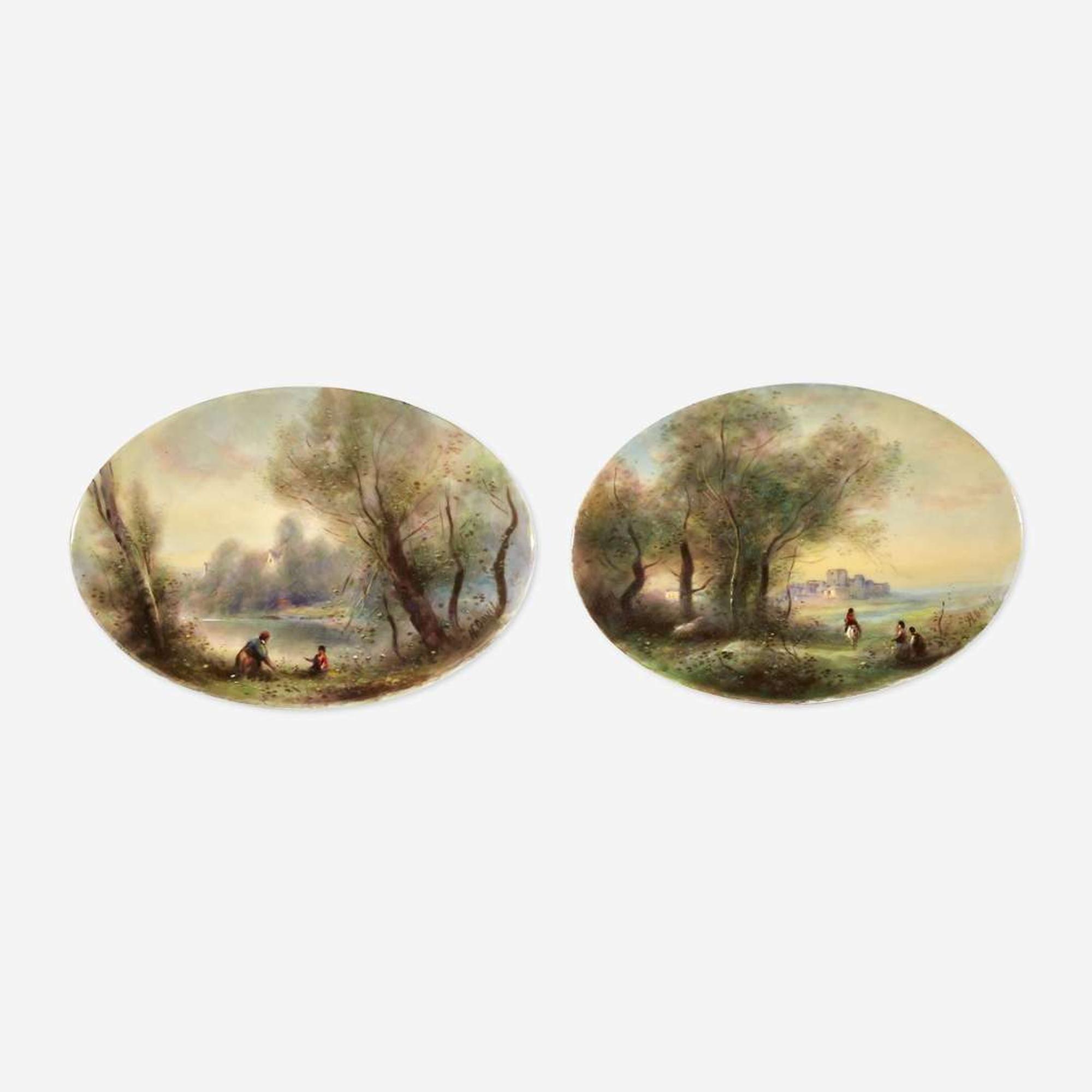 Two Royal Worcester Oval Plaques Painted by Harry Davis (English, 1885-1970) Circa 1928