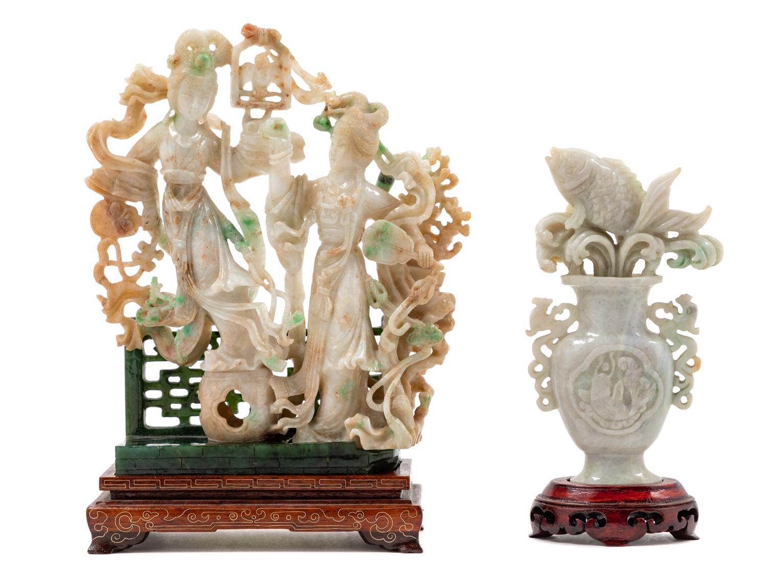 Two Chinese Jadeite Carvings