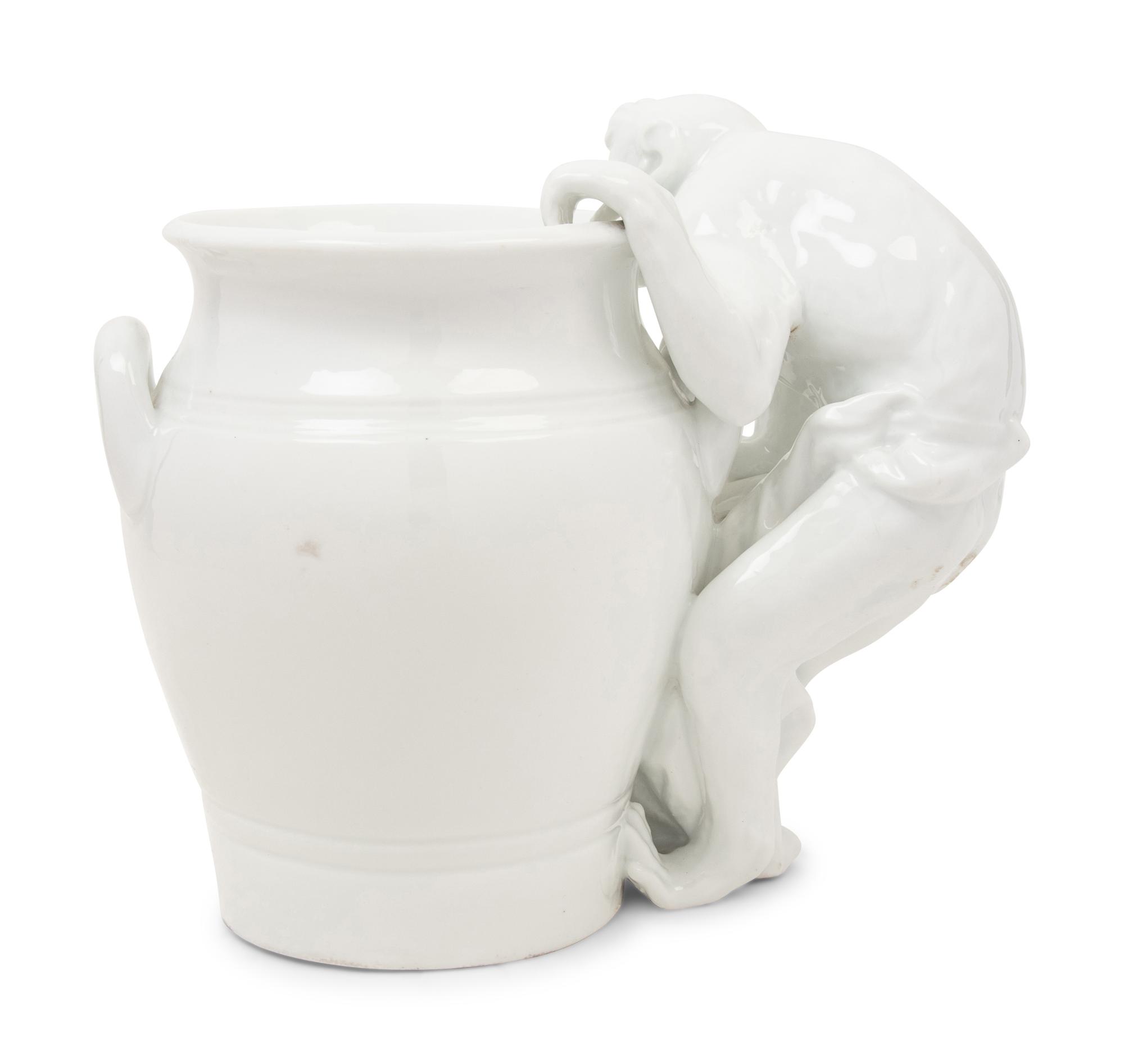 A Meissen White Glazed Porcelain Vase