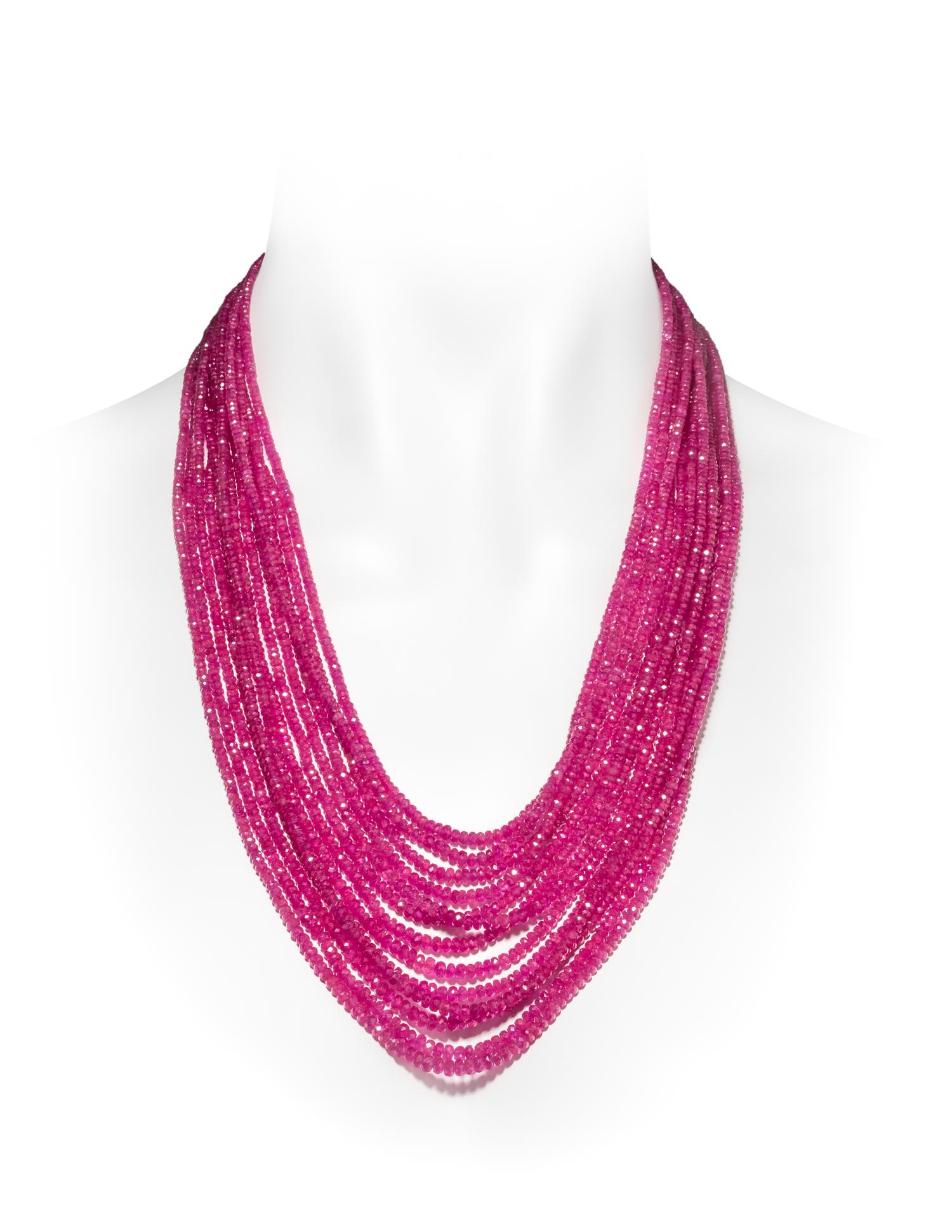 ANGELA PITALDI, MULTISTRAND PINK SAPPHIRE BEAD NECKLACE