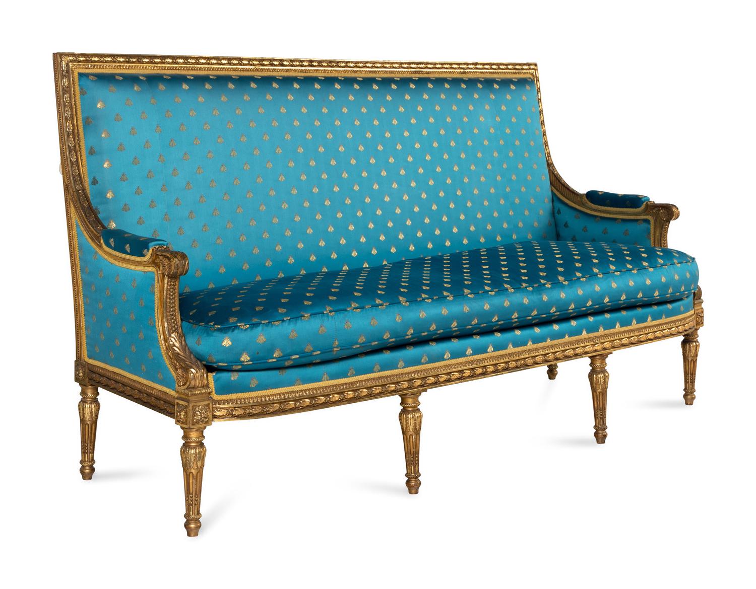 A Louis XVI Style Giltwood Canapé