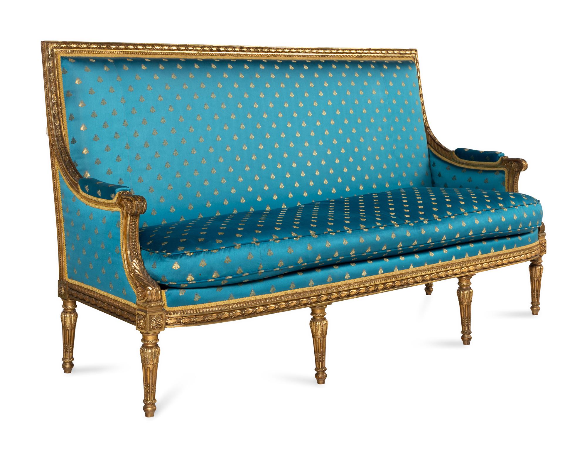 A Louis XVI Style Giltwood Canapé